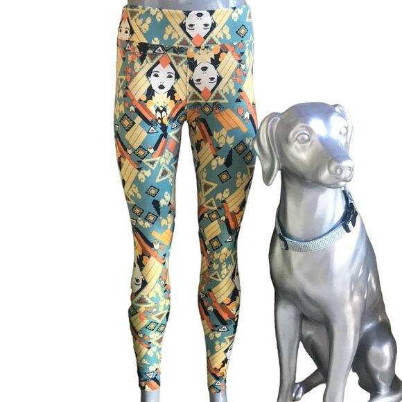 Lularoe Face Print Leggings One Size - Picture 1 of 7